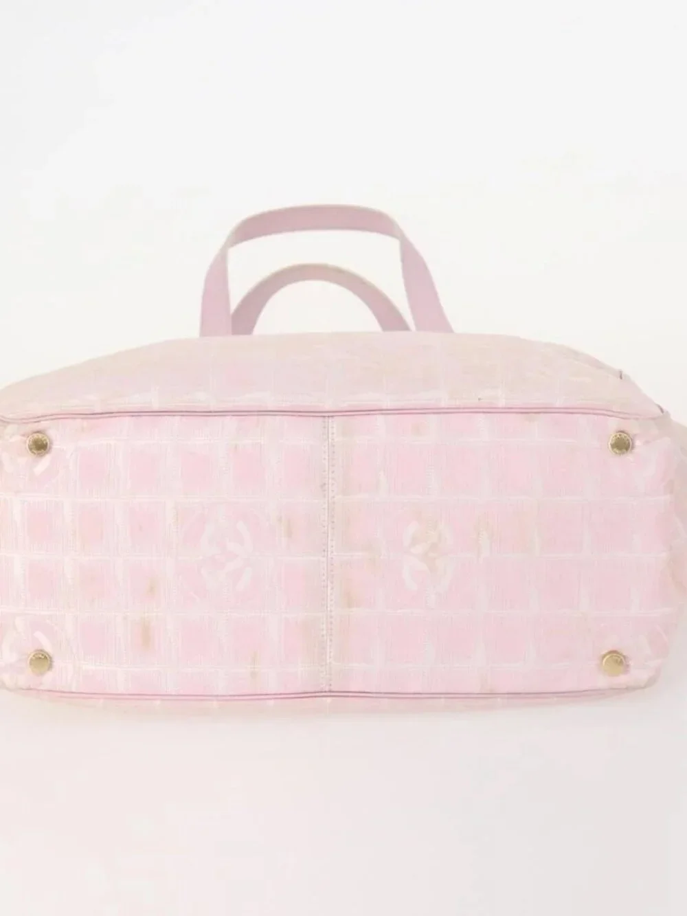 CHANEL New Travel Line Tote Bag Nylon 3 Set Pink Black CC Auth ti3919